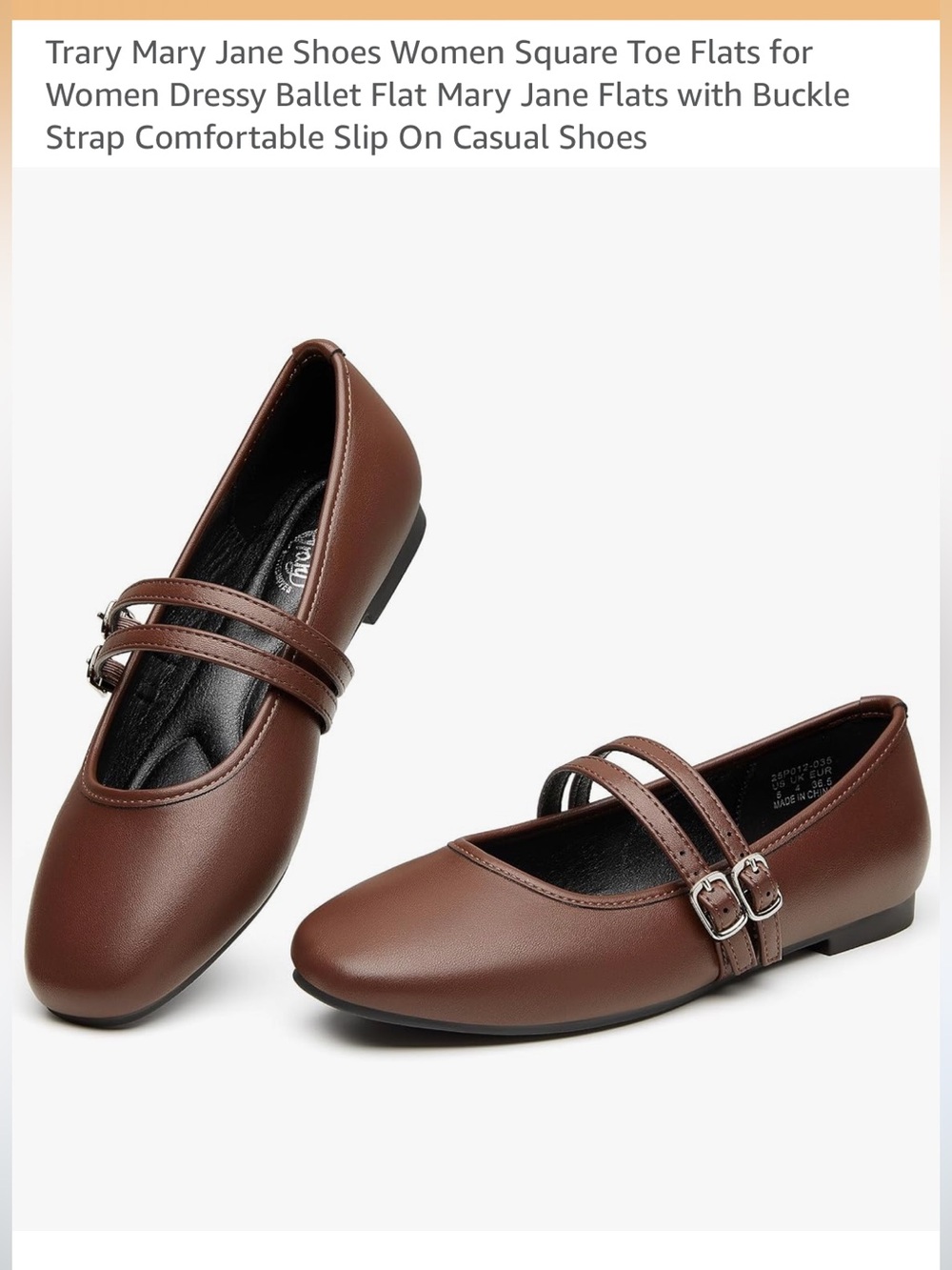 Trary Brown Double-Strap Mary Jane Flats - NEW